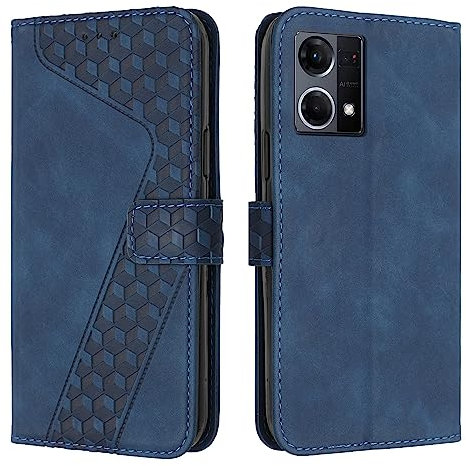 YIRRANZD Custodia per Oppo Reno 7 4G, Cover a Libro in Pelle PU con Slot Cart e Silicone TPU Bumper, Flip Caso Portafoglio Cover per Oppo Reno 7 4G (Blu)