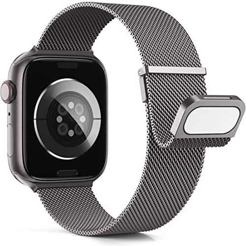 Higgs Metallo Cinturino Compatibile con Cinturini Apple Watch 40mm 41mm 38mm 42mm 44mm Ultra 2 49/46/45mm Donna,Cinturino Doppie Magnetiche per iWatch Serie SE(se 2)10 9 8 7 6 5 4 3 2, Maglia Milanese