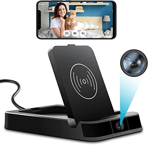Camara Espia, WiFi 1080p Mini Camara Espia Oculta con Grabación de Vídeo y Audio, Detección de Movimiento, Visión Nocturna, Capacidad de Carga