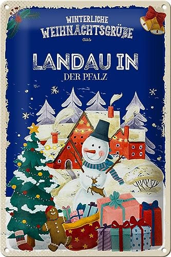 FEMER Blechschild Weihnachtsgrüße Landau IN DER Pfalz 20x30cm