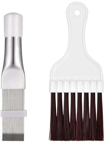 Bezavea 2 Pcs Air Conditioner Fin Comb, Conditioner Condenser Fin Cleaning Brush, Stainless Steel AC Fin Comb, Straight Condenser Fin Comb, Cleaning Tool for Air Condition Evaporator Radiator
