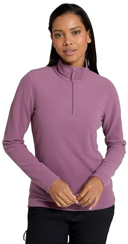 Mountain Warehouse Camber Half Zip Women's Fleece - Lightweight, Warm & Cosy Half Zip Sweatshirt Top - Best for Camping, Outdoors, Travelling & Hiking Dusky Purple (Plain) L