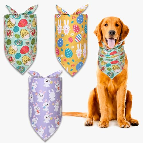 3 StüCk Easter Dog Bandana, Haustierschal, Halstuch Hund, Waschbarer Dreieckiger Pet Bandanas, Feiertagspartydekorationen, Geeignet für Katzen, Hunde und andere Haustiere