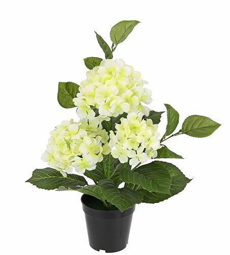 Flair Flower Ortensia artificiale in vaso di fiori artificiali, fiori di ortensia, pianta artificiale, pianta da balcone, pianta artificiale, decorazione per terrazze, piante in vaso per matrimonio,