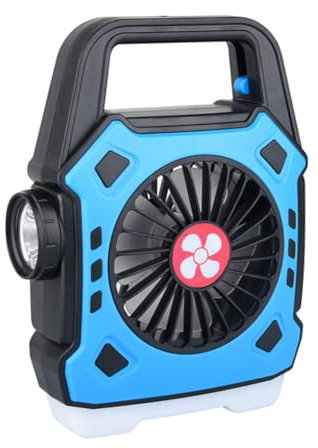 Yopeissn Portable Camping Fan with Light Multifunctional Outdoor Flashlight USB Charging Hanging Tent Light Blue