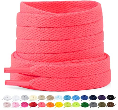 Stepace 2 Paar Flache Schnürsenkel, 8 mm Breite Premium Ersatz Schuhbänder für Turnschuhe, Sport, Freizeitschuhe Wasser Rot 150 cm