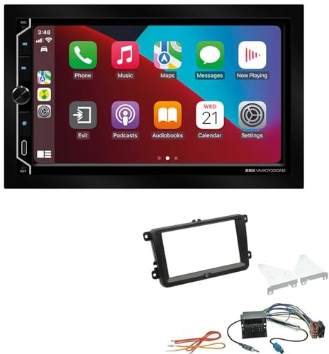 ESX VMX700DAB 2-DIN Autoradio kompatibel mit Wireless Apple CarPlay Android Auto Bluetooth DAB+ passend für Volkswagen VW Passat ab 2005 schwarz ohne Canbus