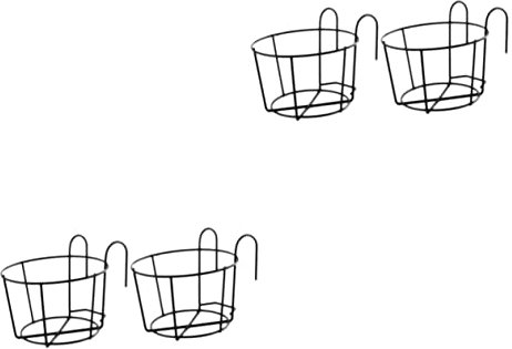 Parliky 4 Pcs Bonsai Hanging Basket Pot Holders for outside Over Deck Rail Planter Balcony Planter Basket Porch Planter Out Door Decor Plant Basket Plant Stand Hook Black