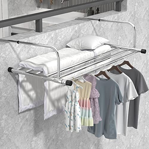 RAPGACBQ Tendedero Interior Balcón Tendedero,Acero Inoxidable Multifuncional Plegable Balcón Zapatero Radiador Tendedero De Ropa,Extensible Secadora De Ropa,para Ropa