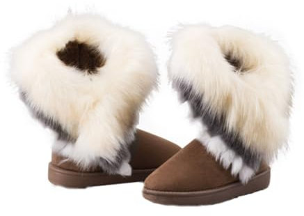 CNAFGBGG Stivali da neve invernali inverno stivali da pelliccia faux caldi scarpe caviglia piatte 1 -pair.