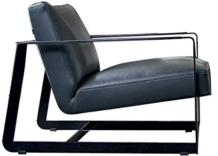 KG7HQRP Renovierungs-Liegestuhl, schlichtes Leder, Einzel-Sofa-Stuhl, Modedesigner, Schlafzimmermöbel, Wohnzimmer, Carbon-Wannensessel, Schwarz