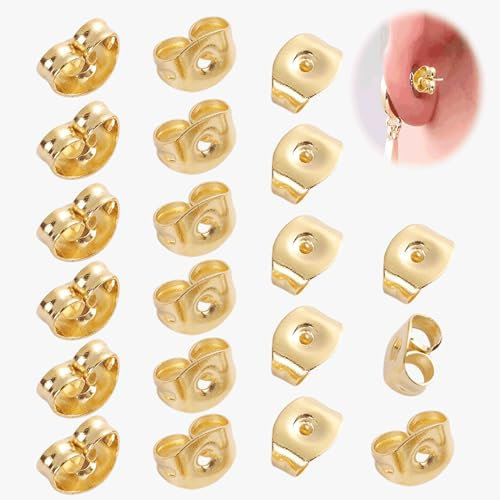 20PCS Butterfly Earring Backs Universal and Practical Replacement Gold Butterfly Backs for Earrings Ear Locking for Ear Stud for Stud Earrings Locking Earring Making Women Jewelry Supplies