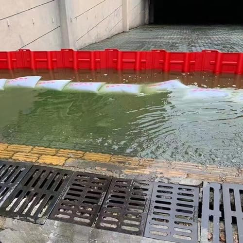 OOMRNV Hochwasserschutzbarriere, Hochwasserschutz, Hochwasserbarriere, ABS-Kunststoff, Garage, Lager, Brandschutz, abnehmbare L-förmige wasserdichte Wände (rot-1 Stück)