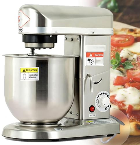 Mixeur Sur Socle Commercial, Mixeur Kitchen Aid 5L/7L/10L, Mixeur Multifonction Pour Boulangerie Et Pizza, Mixeur éLectrique à 3 Vitesses Pour Pain Et GâTeau,Silver-5L