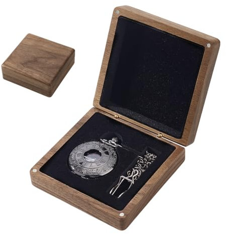 AHANDMAKER Taschenuhrenbox Aus Walnussholz Tragbare Geschenkbox Für Eine Einzelne Uhr Mit Kissen Holz Armbanduhretui Schmuckaufbewahrung Reise Organizer Für Männer Und Frauen Kokosnuss Braun