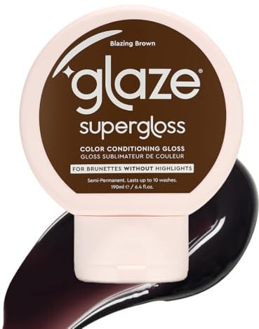 Glaze Supergloss Color Conditioning Gloss – Hydrating Semi-Permanent Colour Hair Gloss & Shine Boost – For Natural Medium to Dark Brown Hair – 190ml - Blazing Brown