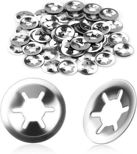 KGGZKG 50 Stück Sicherungsscheiben Klemmscheiben Unterlegscheiben M5 X 14mm Sicherungsring Sprengring Sicherungsringe Set für Wellen Klemmring Sicherungsscheibe Edelstahl Schnellverschluss Silbrig