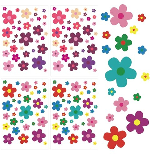 Blumen Aufkleber, 4 Blatt Autoaufkleber,Fahrradaufkleber Fahrradsticker,Blümchen Fahrrad Aufkleber,Wasserfest Prilblumen Aufklebers Outdoor Für Fahrrad,Auto Motorrad Laptop