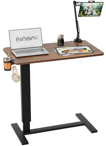 NIUTN Adjustable Mobile Bedside Table - Home Use, Standing Desk and Laptop Cart with Cup Holder and Phone/Tablet Holder
