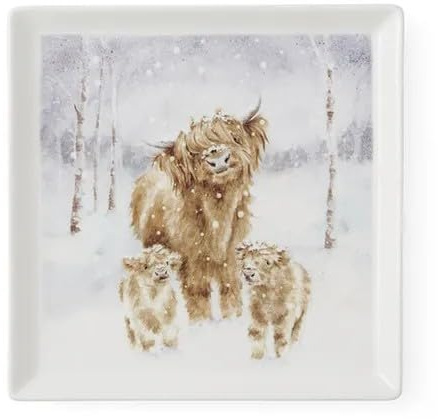 Wrendale Designs Highland Star Square Plate, White