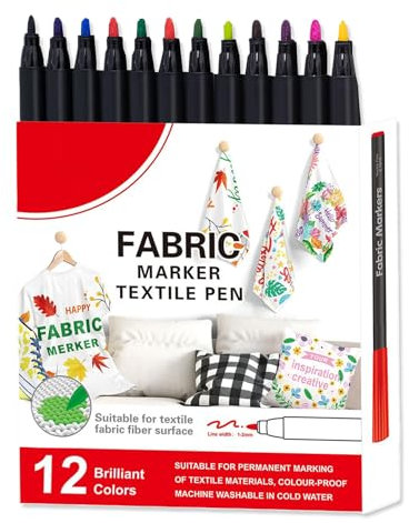 Lnhgh Rotuladores Para Tela,12/24 Colores Para Ropa | Pintura Lavable para Hogar Exterior Lavandería Zapatos Cerámica Graffiti Bolsas Tela de Poliéster