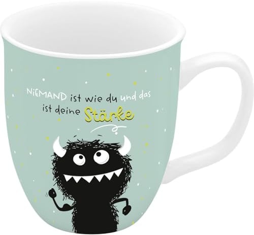H:PPY life Espressotasse Monster Stark | Mini-Tasse mit Spruch, Tässchen aus Porzellan, 10 cl | Geschenk zum Geburtstag, Freundin | 74738