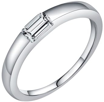Musihy Ring Weißgold Damen, 14K Weißgold Hochzeit Ringe mit 3x5mm Moissanit, Größe 62 (19.7)
