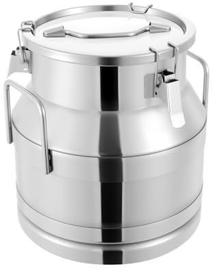 Edelstahl Milchbehälter 20L/30L Milchkanne mit Silikondichtung & 3 Verschlüssen & zwei Griffen, Ermetisch Verschließbarer Vorratsbehälter für Milch Öl Honig Getreide und Trockene Lebensmittel (20L)