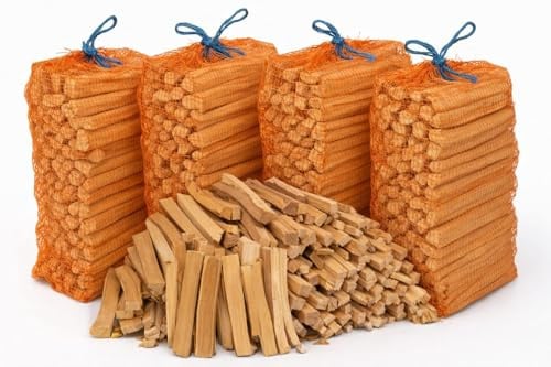 Anzündholz aus Hartholz, Buche Eiche Esche, 4 x 7 kg im Netzsack, 28 kg Brennholz zum Anzünden