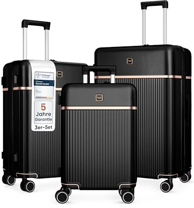 4FLY Leichter Premium Hartschalen-Reisekoffer Set 3-teilig (M/L/XL) – Koffer Set mit TSA-Schloss, 4 Spinner-Doppelrollen & Aluminium-Teleskopgriff, Reisegepäck Set mit Handgepäck & Aufgabegepäck
