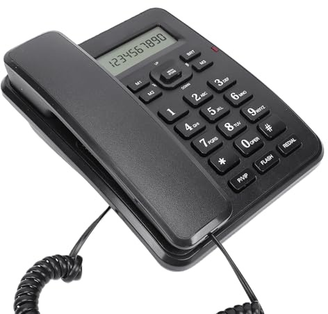 Festnetztelefon mit Anruferkennung, Schnurgebundenes Telefon für Hotel Büro | LCD-Display, 3 Direktwahltasten, LED-Rufanzeige, Tischtelefon für Rezeption, Empfang, Callcenter, Hoteltelefon, Bürotelefon