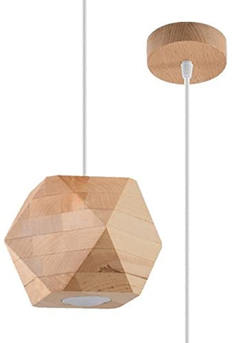 SOLLUX lighting Woody Pendelleuchte aus Naturholz 1 Lichtquelle - Lampe im Geometrischen Design Wandbeleuchtung Wohzimmer Esszimmer Lampe Flur - Deckenleuchte aus Holz