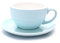 Coffeezone Latte Art Cup and Saucer, 3 Capacity for Latte & Cappuccino & Double Espresso, New Bone China, Mate for Coffee Shop and Barista (8.5 oz, Glossy Light Blue)