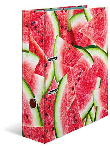HERMA 7104 Ordner A4 Früchte Wassermelone, 7 cm breit, Motiv Aktenordner aus Pappe mit Innendruck für Schule & Büro, stabiler Kinder Ringordner aus Karton für Jungen & Mädchen