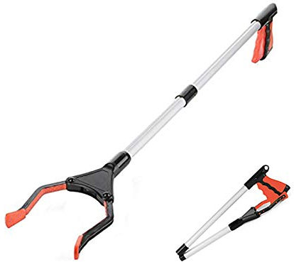 MYCreator Pince de préhension à long bras pliable pour ramasser les poubelles, ramasse-litière et rallonge de bras 81 cm Red