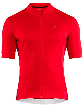 Craft CORE Essence Jersey Tight Fit M Herren Radtrikot – Bright Red – L – Funktionelles Kurzarmtrikot mit Rückentaschen und Reißverschluss