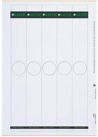 LEITZ® Rückenschild, auf A4-Bogen, selbstklebend, Papier, schmal/lang, 34 x 279 mm, grau (125 Stück), Sie erhalten 1 Packung á 125 Stück