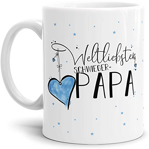 Tasse mit Spruch für die Weltliebster Schwiegerpapa - Kaffeetasse/Familie/Geschenk-Idee/Mug/Cup/Weiss