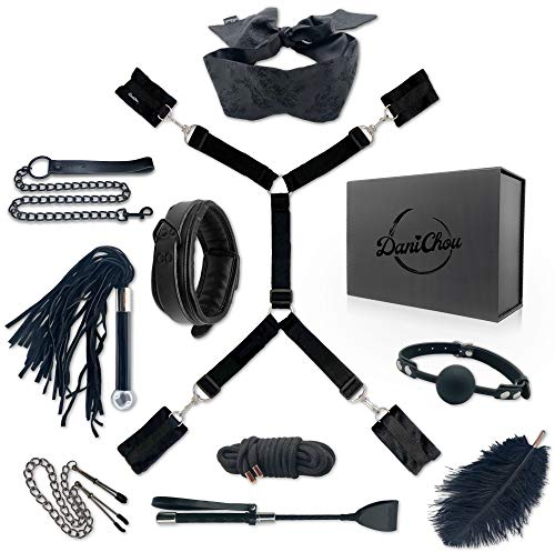 DaniChou® 10 pezzi SM sex toys, sia sex toys che set di corde per bondage, con restrizioni e bondage, pinze per capezzoli, frusta BDSM, bavaglio