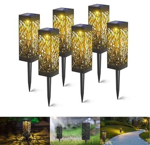 kefflum Solarlampen für Außen Garten 6 Stück Solarleuchte Garten LED Solarlampe Gartenleuchte für draußen Warmweiße Solar Laterne Wasserdicht IP65 Landschafts beleuchtungs Fahrstraßen für Rasen