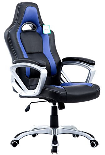 Cherry Tree Furniture Designed Racing Sport Swivel Office chair Computer Desk Chair (Blue & Black)