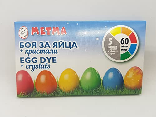 Metma - Vernice per uova di Pasqua, 5 colori + cristalli