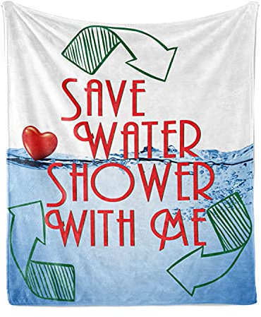 ABAKUHAUS Komisch Weiche Kuscheldecke Sofadecke, Sparen Sie Wasser Dusche mit Mir, Gemütlicher Plüsch für den Innen- und Außenbereich, 125 x 175 cm, Blau Vermilion und Grün