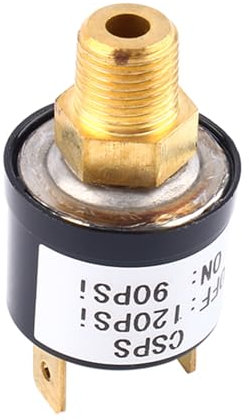 Luftdruckschalter für Luftkompressor, 1/8-27NPT, 90-120 PSI, Druckregelventil, AC 110-220V/DC 6-36V, Metallgewinde 10mm