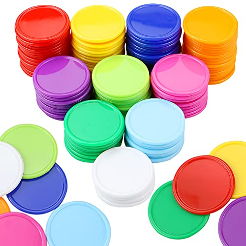 YEXPRESS Pokerchips, Kunststoff, Poker-Kartenspiel-Chips, Bulk, Zählscheiben-Marker, zum Erlernen von mathematischem Zählen, Spielen, 37 mm/10 Farben, 500 Stück