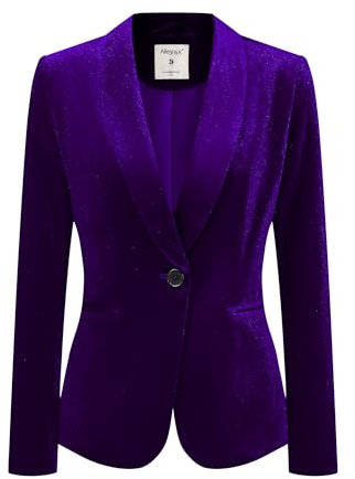 Allegra K Blazer en Velours Femme à Col Châle avec 1 Bouton Déguisement Blazer d'affaires Décontracté Veste Automne pour Cérémonie Violet Foncé XL