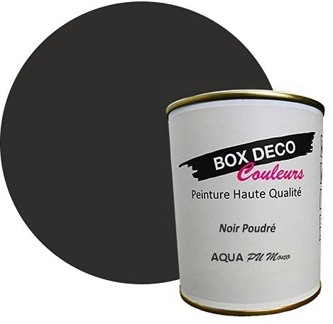 BOX DECO COULEURS Peinture meuble cuisine et salle de bain à base de laque polyuréthane mono-composante aspect satin Aqua PU MONO - 750 ml / 7.5m², Noir Poudré