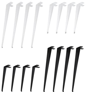 4x Tischbeine New ERA geneigt, Metall stabil Stahl, Hairpin Legs geschlossen Tischkufen schlicht Tischgestell minimalistisch Möbelfüße schräg, höhenverstellbar (42cm (Bank / Couchtisch), Weiß)