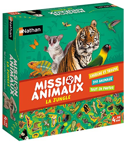 Nathan Nathan – Mission Tiere – Der Dschungel – Beobachtungsspiel für Kinder – Entdecken Sie die Tiere des Dschungels – Spielbar mit der Familie – ab 4 Jahren 31315 Mehrfarbig
