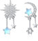 KINGWHYTE Mondstein Ohrringe S925 Sterling Silber Milchstraße Sonne und Mond Ohrhaenger Stern Tropfen Ohrringe Hängend Schmuck Geschenke für Frauen Mädchen